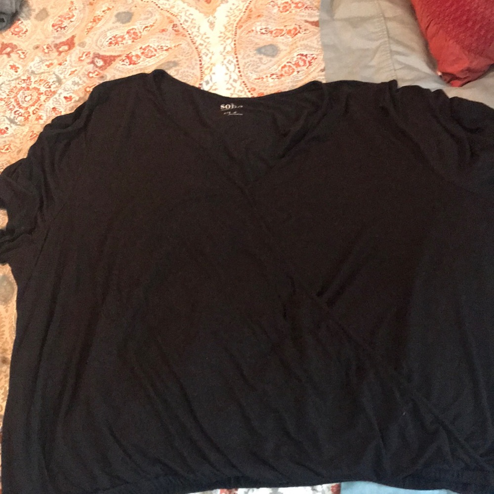 Black mock wrap tee